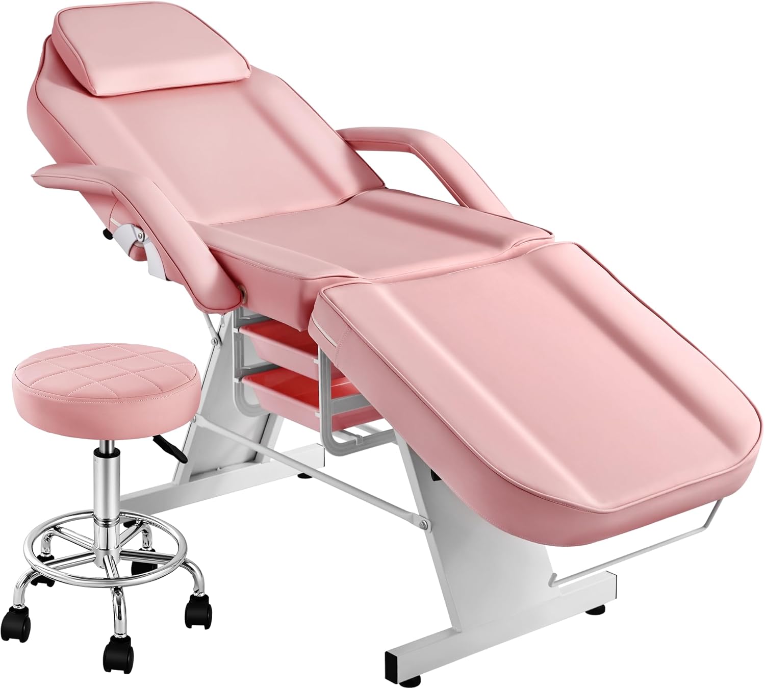 Multi-Use Facial Tattoo Chair | 3-Section Lash Bed Massage Table with Hydraulic Stool