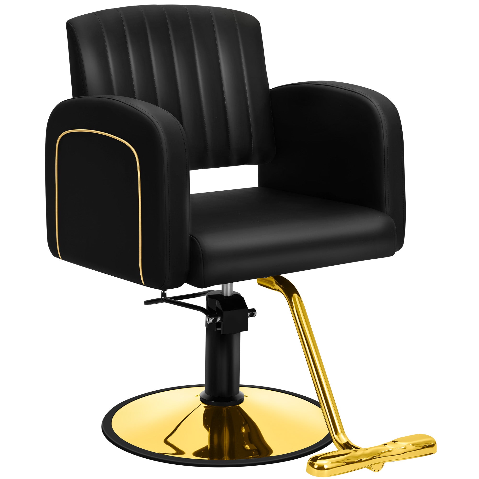 Hicomony Black Glod Barber Chair Reclining Hair Chair Height Adjustable
