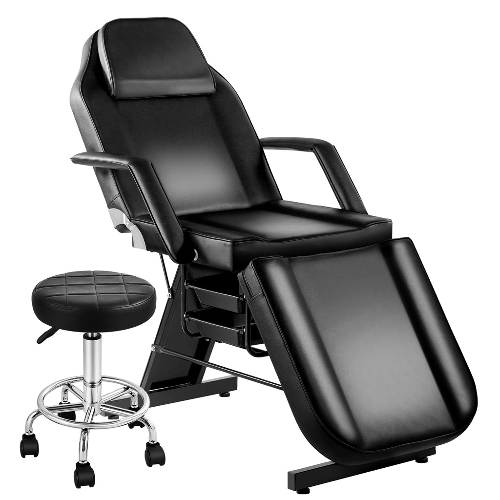 Multi-Use Facial Tattoo Chair | 3-Section Lash Bed Massage Table with Hydraulic Stool