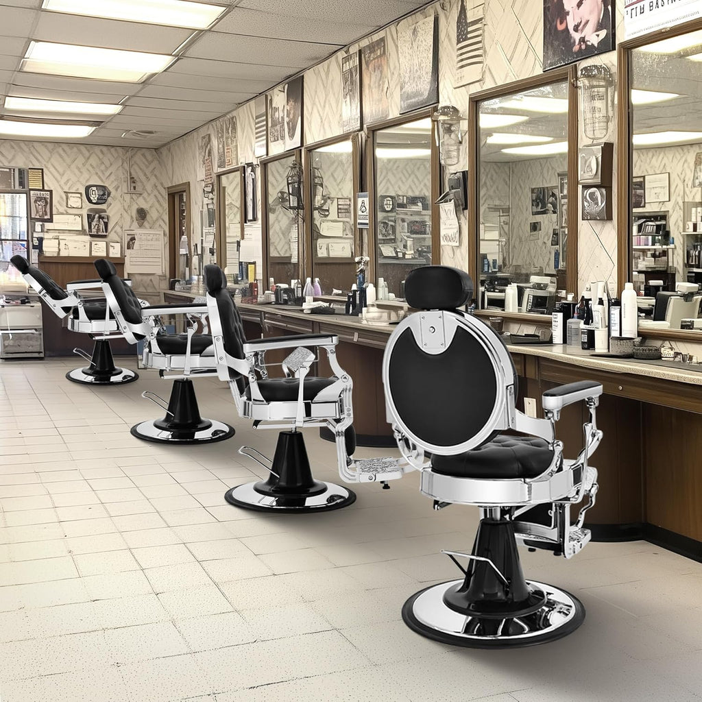 Heavy-Duty Hydraulic Barber Chair | 500LBS Reclining Salon Chair for Hair Stylist