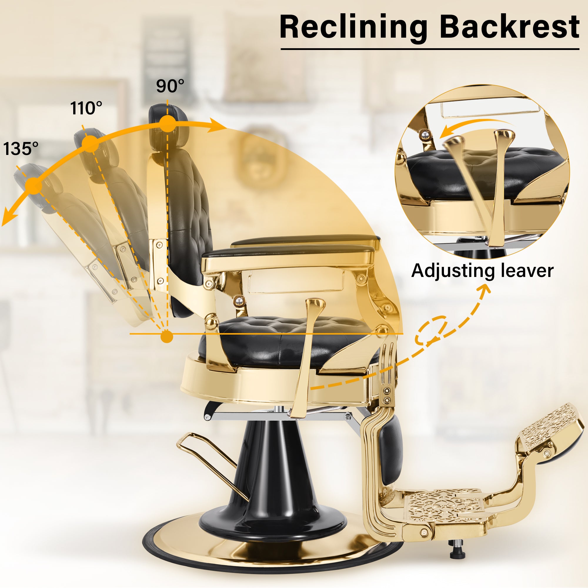 Barber Chairs for Barbershop, Heavy Duty Hydraulic Reclining Salon Chair for Hair Stylist