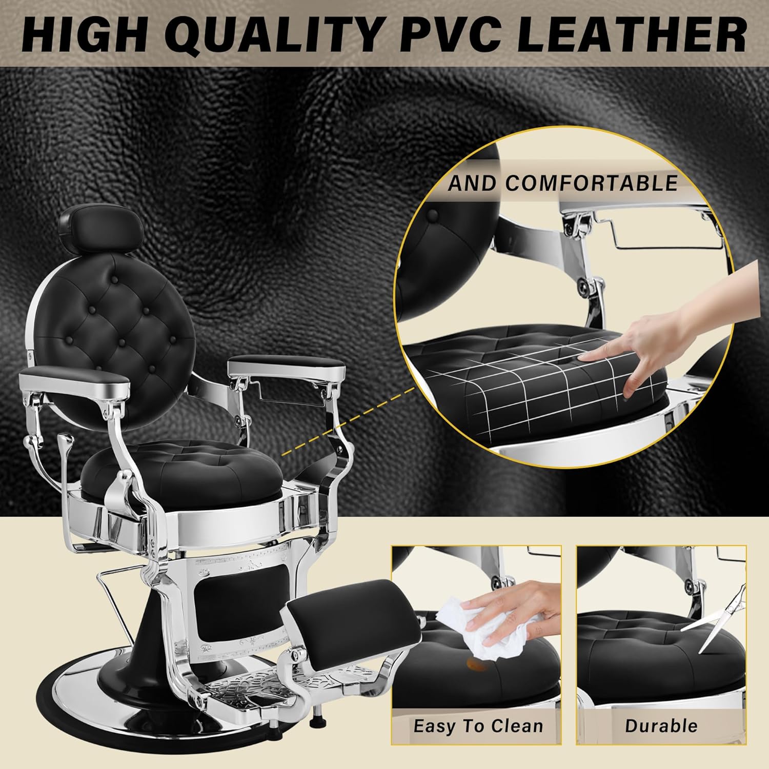 Heavy-Duty Hydraulic Barber Chair | 500LBS Reclining Salon Chair for Hair Stylist