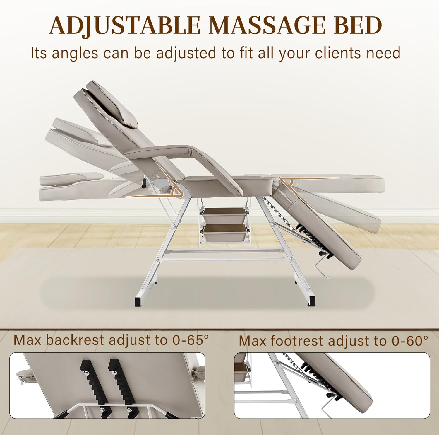 Multi-Use Facial Tattoo Chair | 3-Section Lash Bed Massage Table with Hydraulic Stool