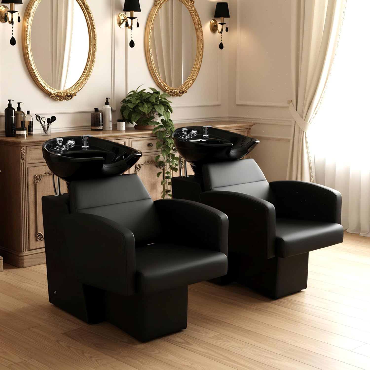 Professional Salon Shampoo Station | Backwash Chair with Ceramic Shampoo Bowl | Spa Beauty Equipment