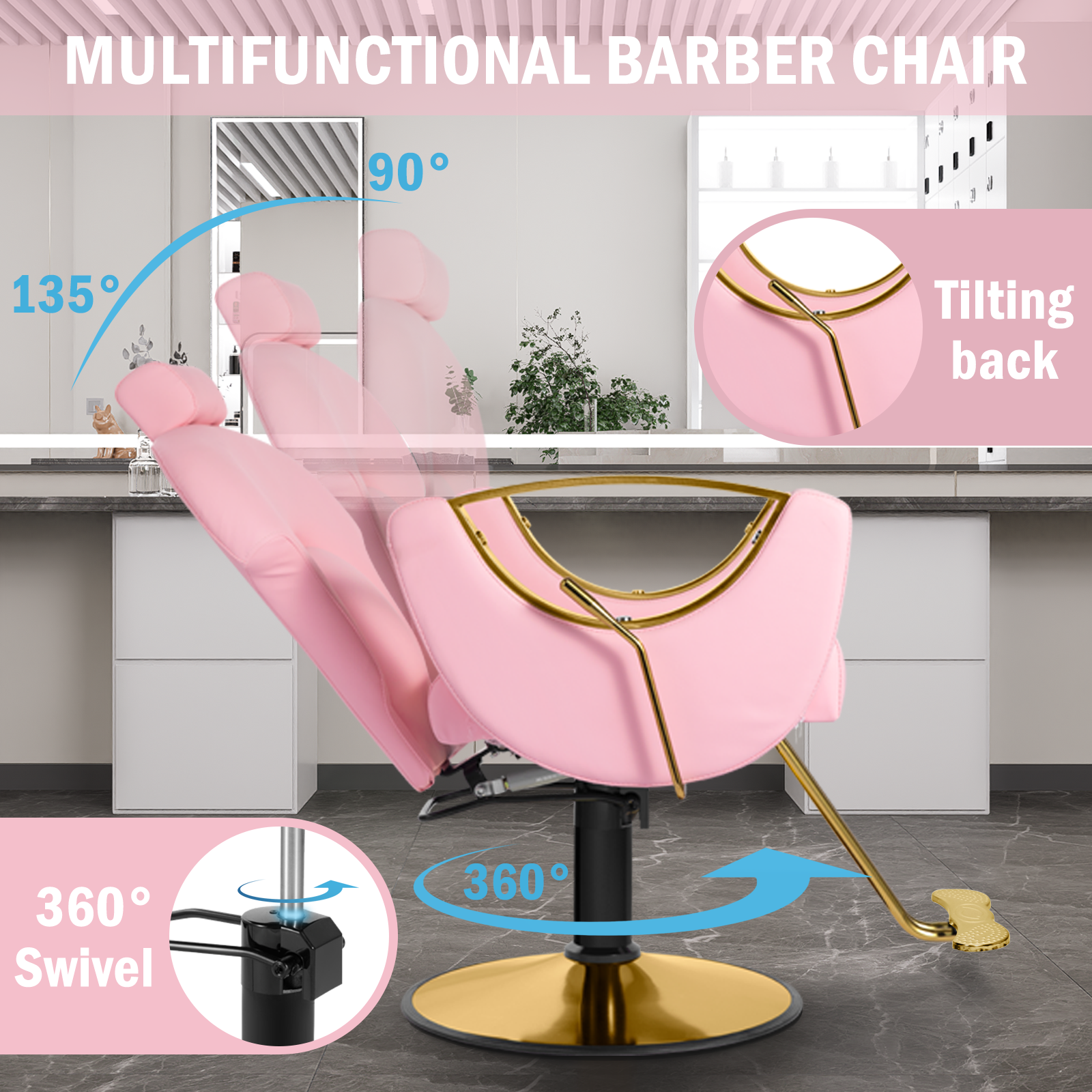 Heavy-Duty Hydraulic Salon Chair for Professional Hair Stylists