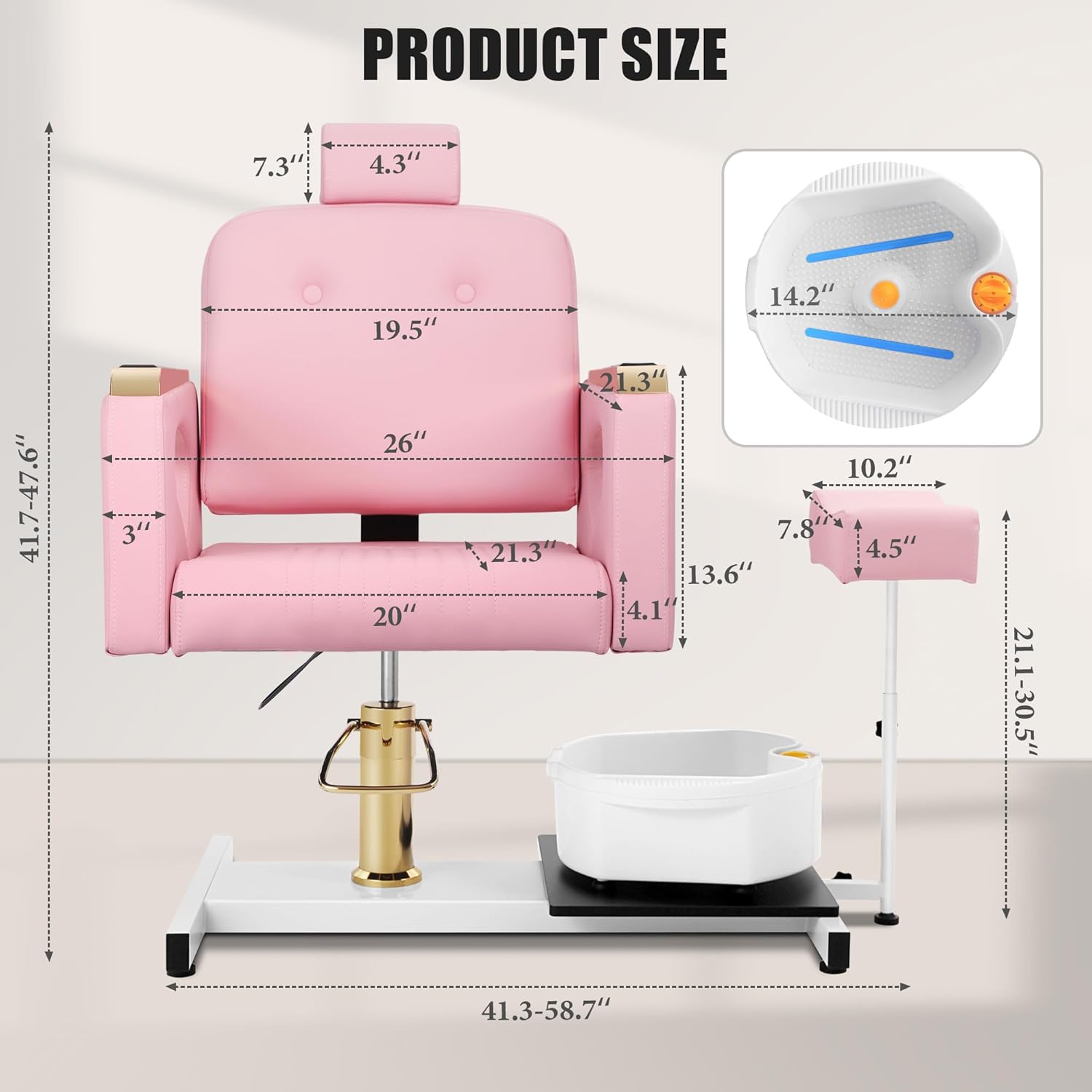 Portable No-Plumbing Pedicure Chair | Reclining Foot Spa Station with 360° Swivel