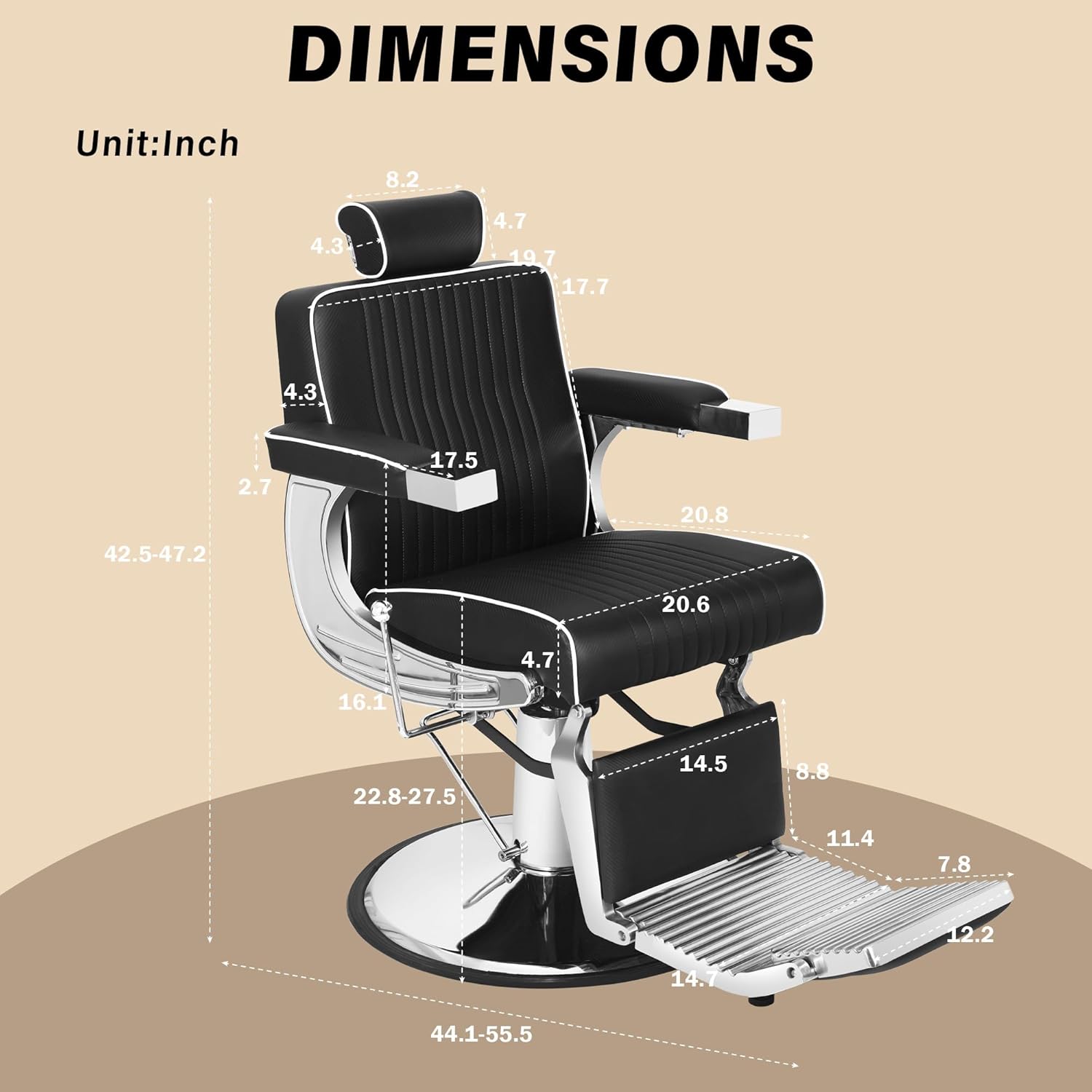 Professional Hydraulic Barber Chair | 500LBS Heavy-Duty Reclining Salon Chair