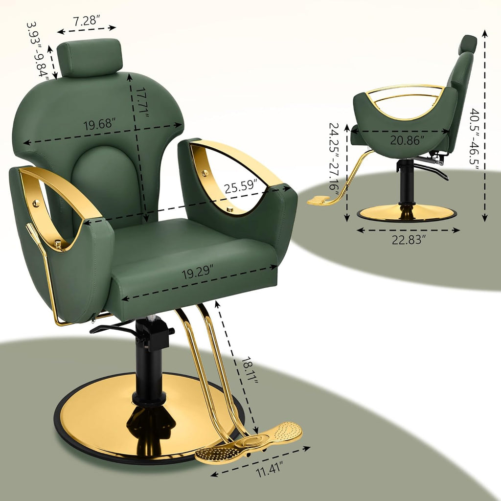 【Hicomony】Reclining Barber Chair | 360° Swivel Hydraulic Salon Chair for Hair Stylists