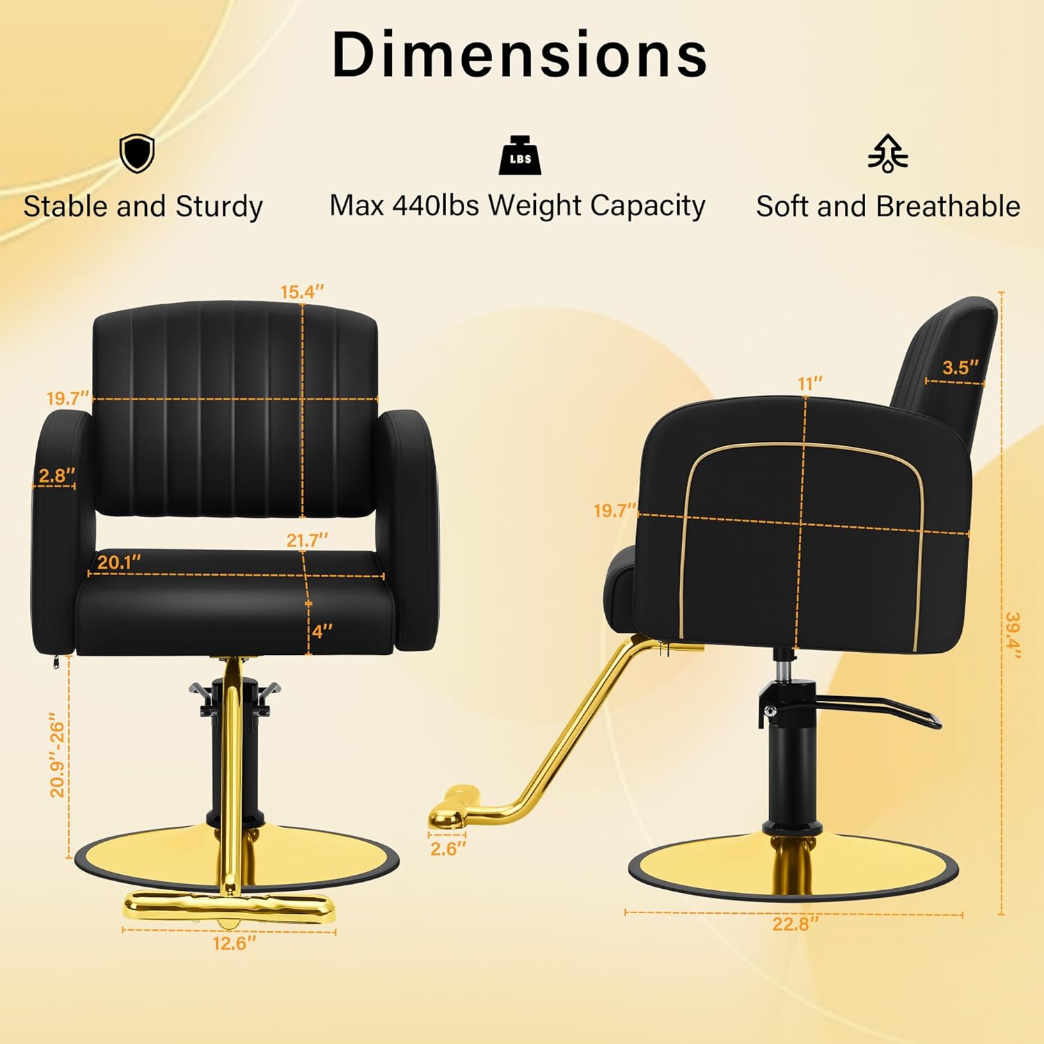 Professional Hydraulic Salon Chair for Hair Stylist | 360° Swivel | 440LBS Heavy-Duty Beauty Spa Equipment