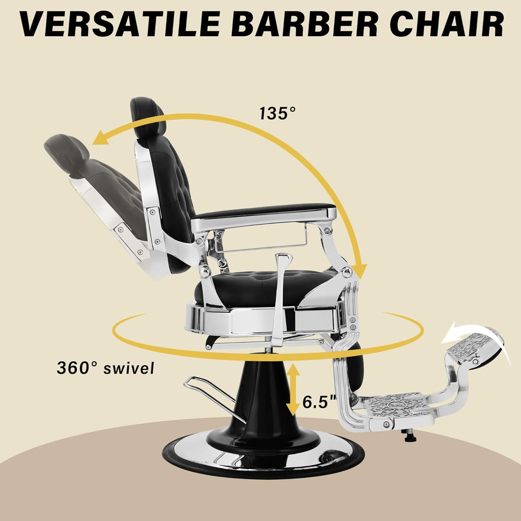 Heavy-Duty Hydraulic Barber Chair | 500LBS Reclining Salon Chair for Hair Stylist