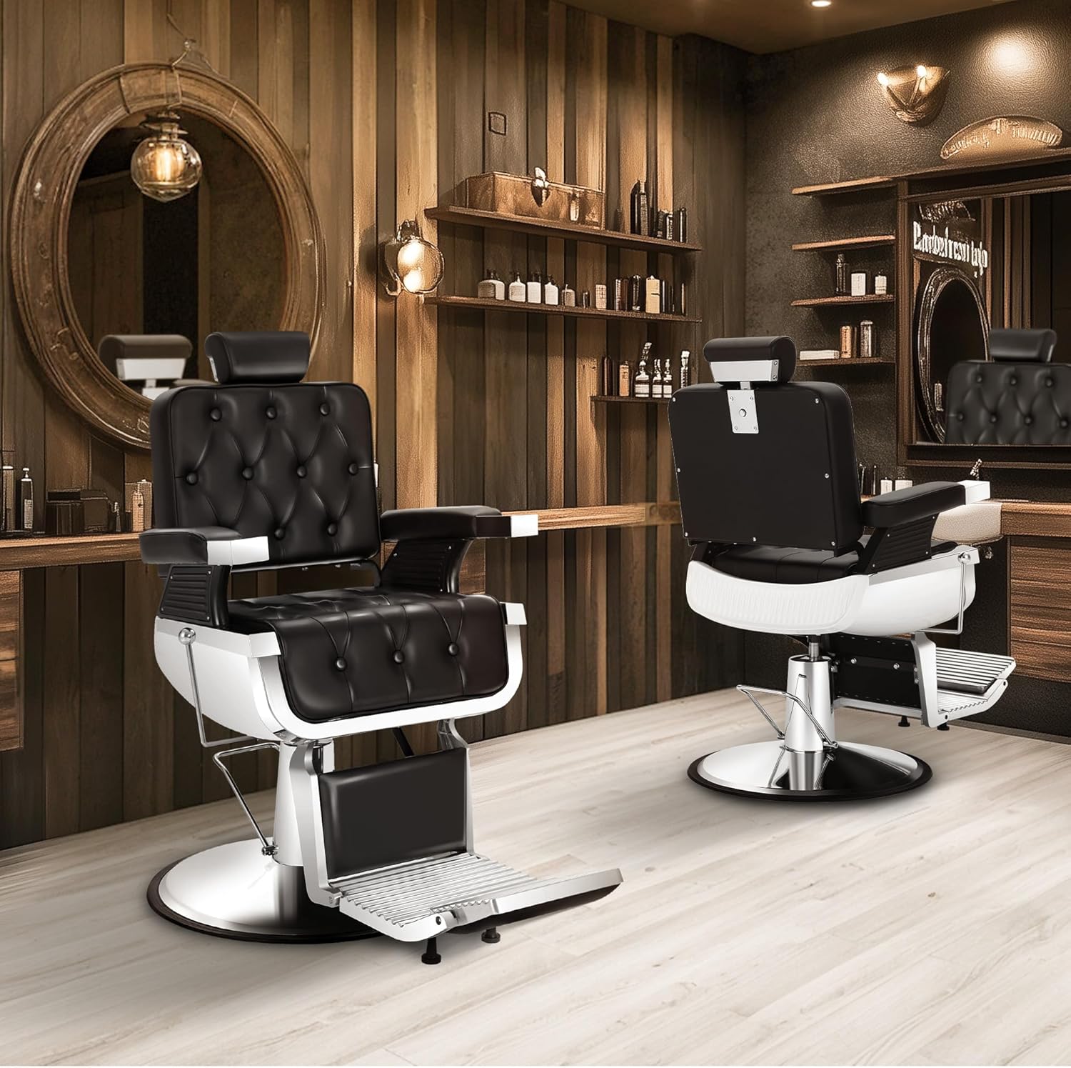 【KIIUMI】Professional Hydraulic Barber Chair | 500LBS Heavy-Duty Reclining Salon Chair