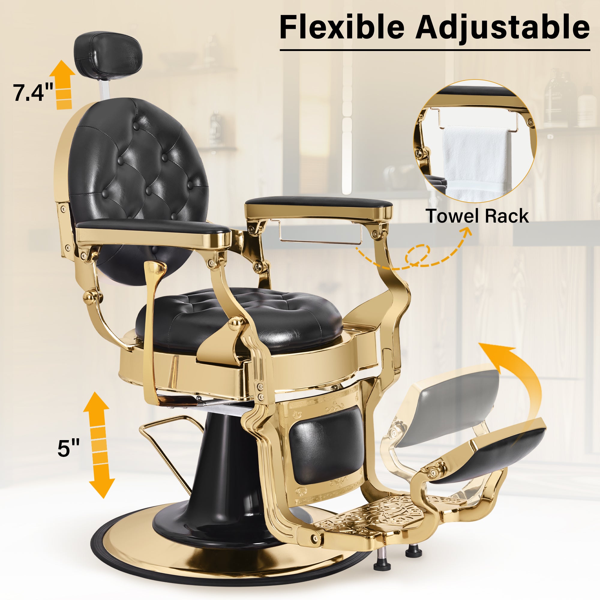 Barber Chairs for Barbershop, Heavy Duty Hydraulic Reclining Salon Chair for Hair Stylist