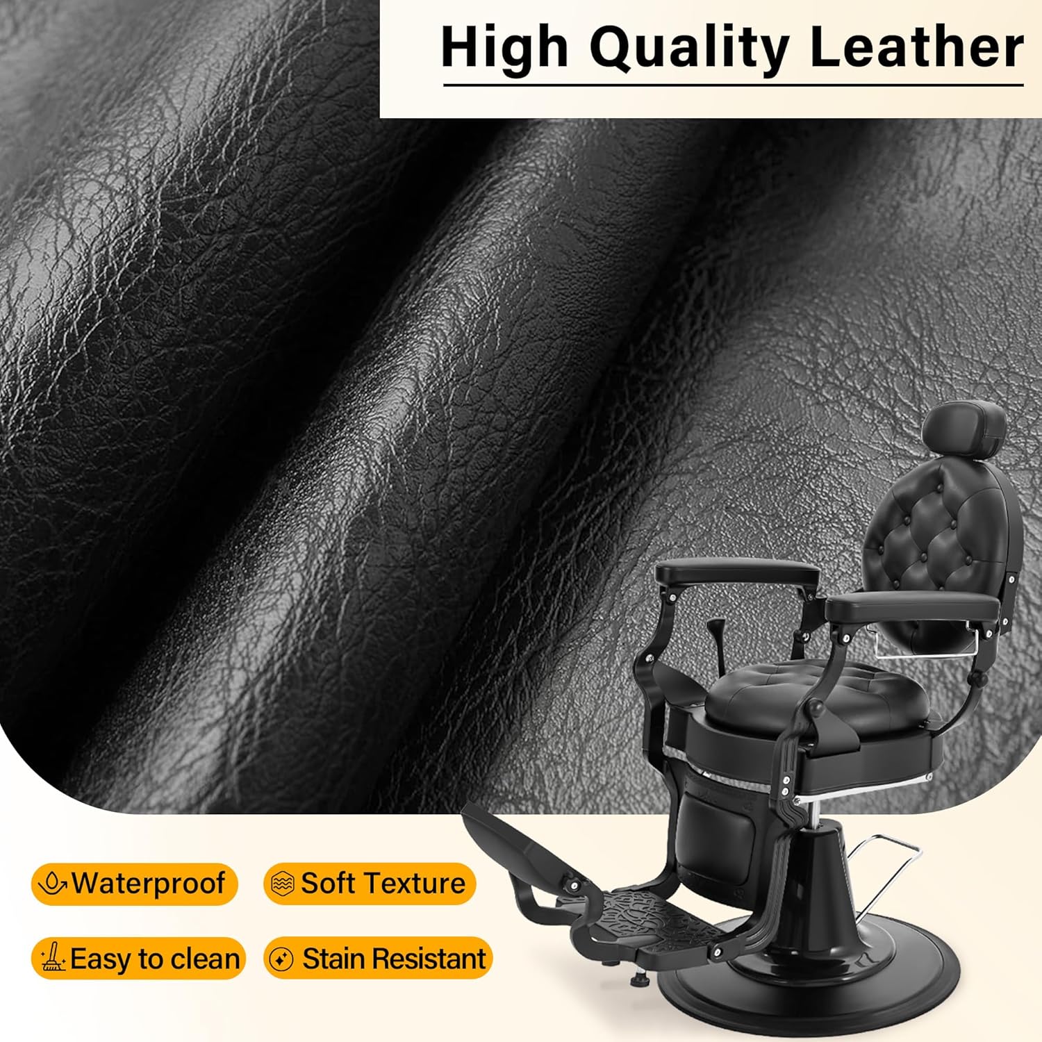 Heavy-Duty Hydraulic Barber Chair | 500LBS Reclining Salon Chair for Hair Stylist