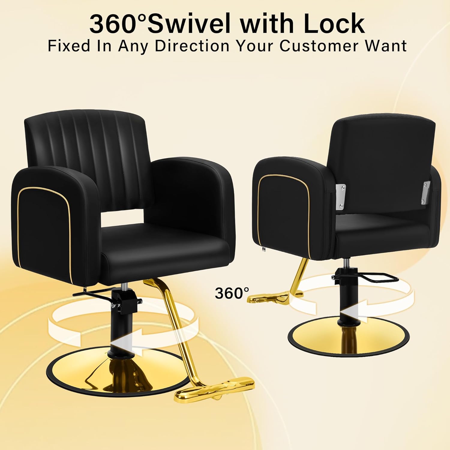 Professional Hydraulic Salon Chair for Hair Stylist | 360° Swivel | 440LBS Heavy-Duty Beauty Spa Equipment