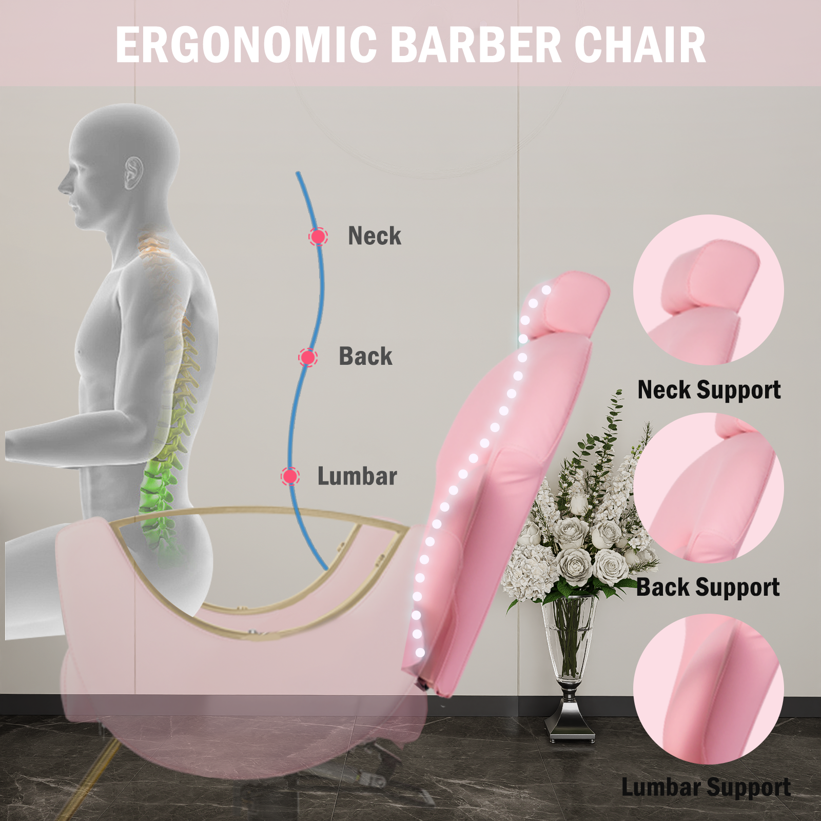 Heavy-Duty Hydraulic Salon Chair for Professional Hair Stylists