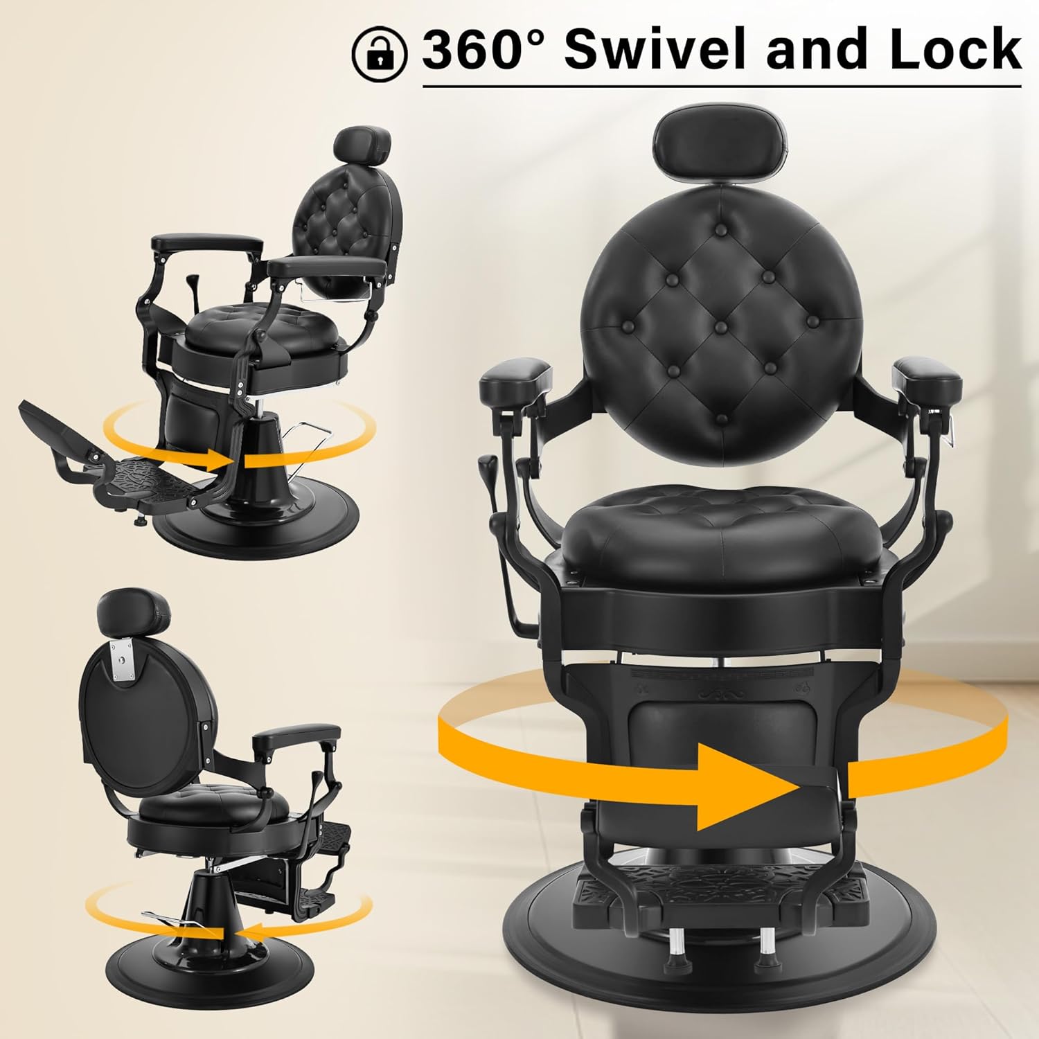 Heavy-Duty Hydraulic Barber Chair | 500LBS Reclining Salon Chair for Hair Stylist