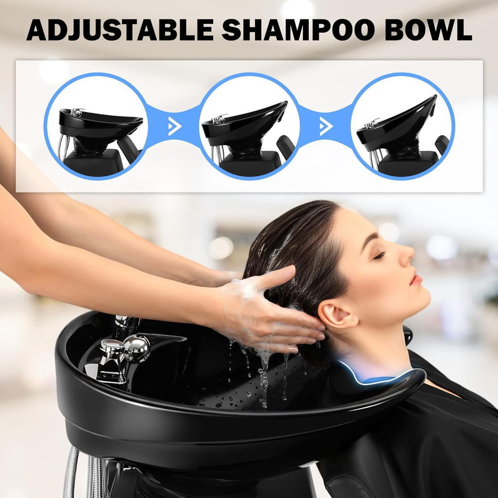 Professional Salon Shampoo Station | Backwash Chair with Ceramic Shampoo Bowl | Spa Beauty Equipment