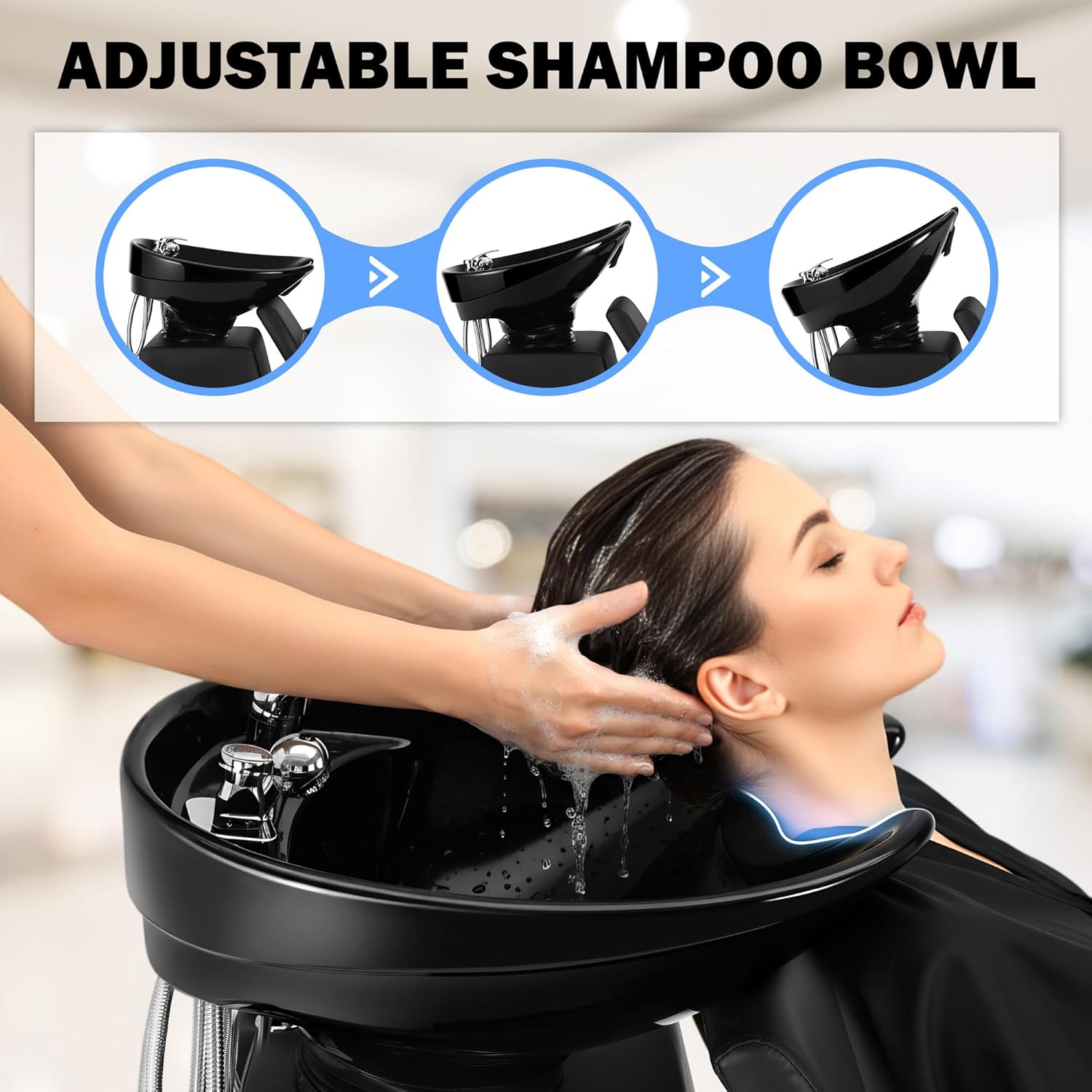 Professional Salon Shampoo Station | Backwash Chair with Ceramic Shampoo Bowl | Spa Beauty Equipment