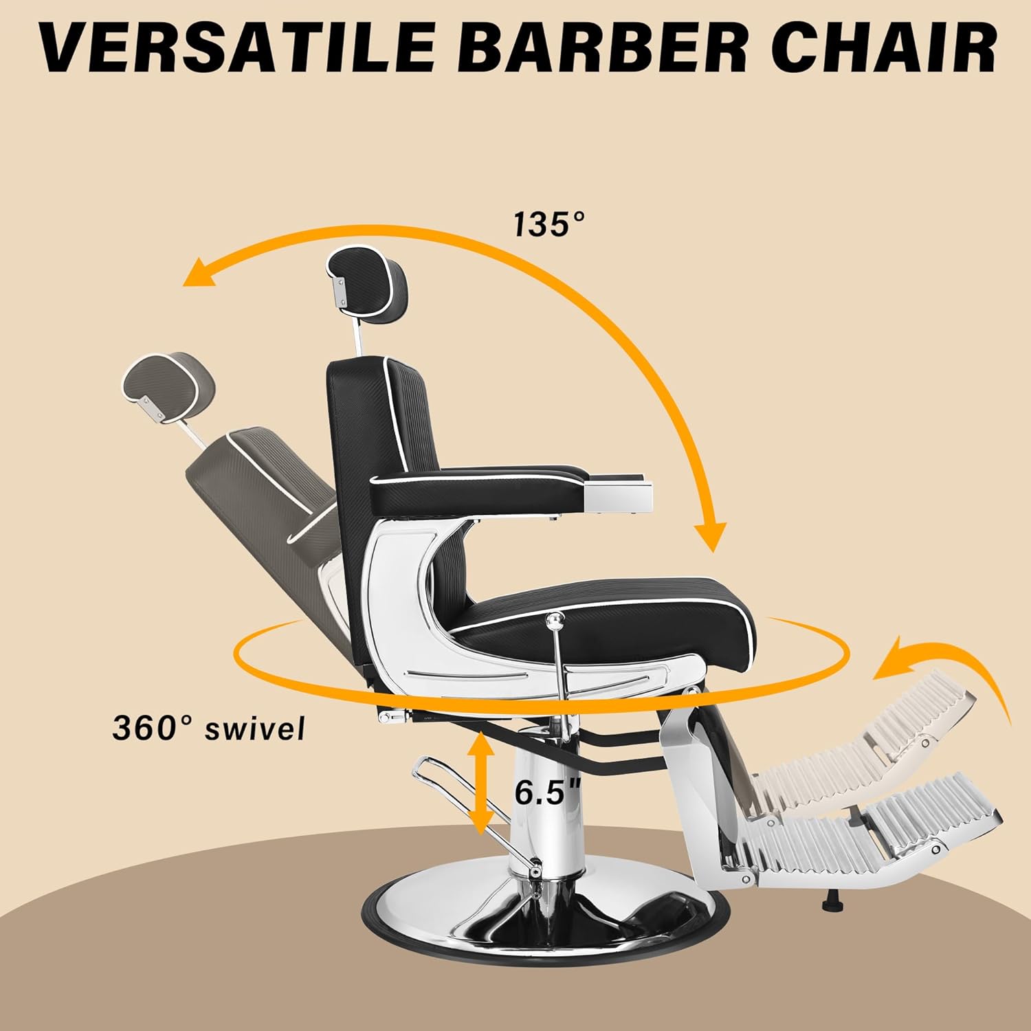 Professional Hydraulic Barber Chair | 500LBS Heavy-Duty Reclining Salon Chair