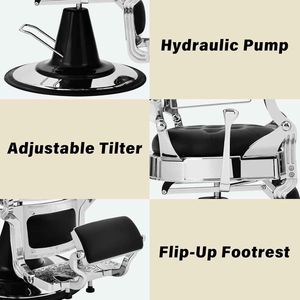 Heavy-Duty Hydraulic Barber Chair | 500LBS Reclining Salon Chair for Hair Stylist