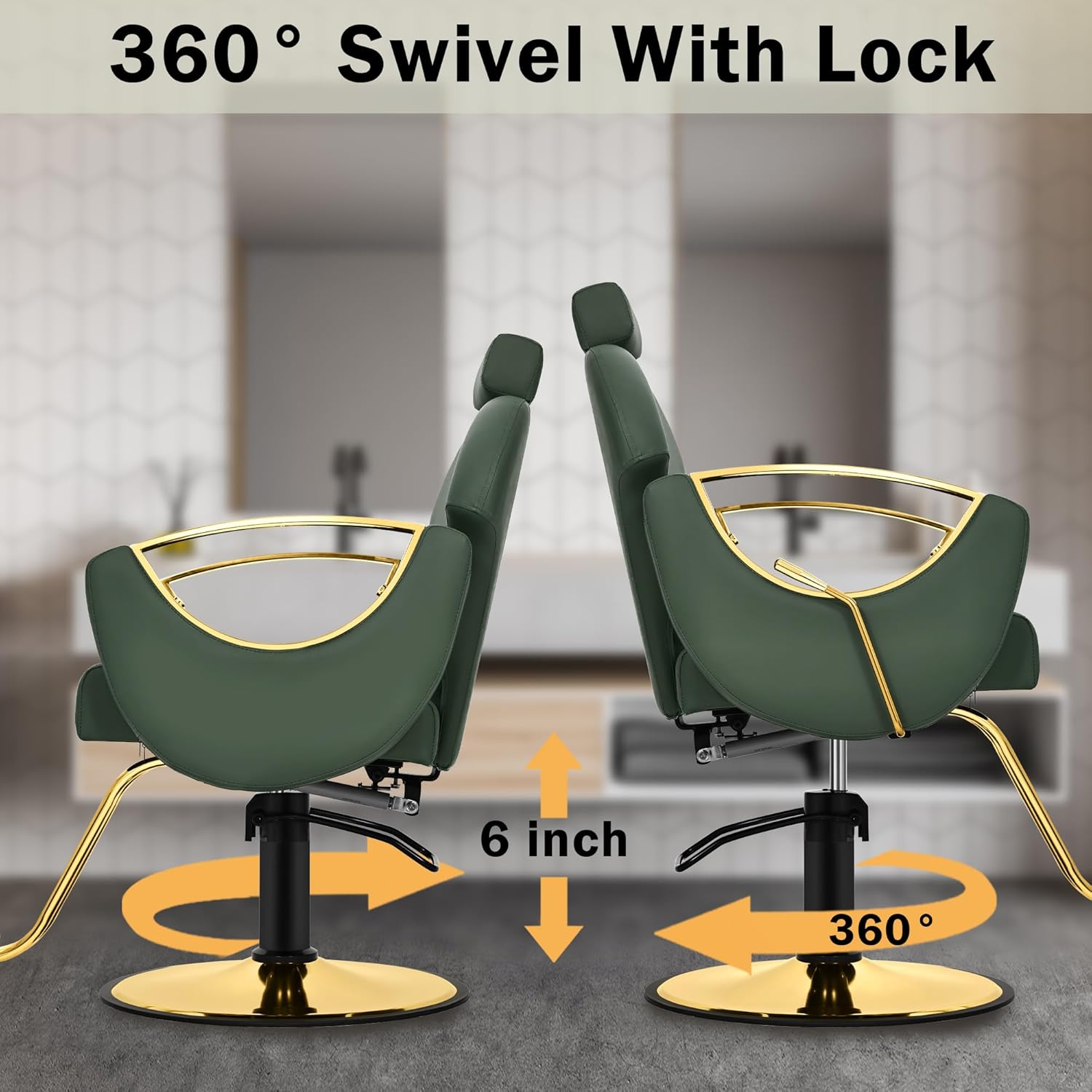 【Hicomony】Reclining Barber Chair | 360° Swivel Hydraulic Salon Chair for Hair Stylists