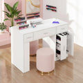 Acetone Proof Manicure Table | Nail Tech Desk with Dust Collector & Storage Drawers