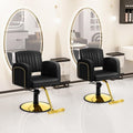 Hicomony Black Glod Barber Chair Reclining Hair Chair Height Adjustable