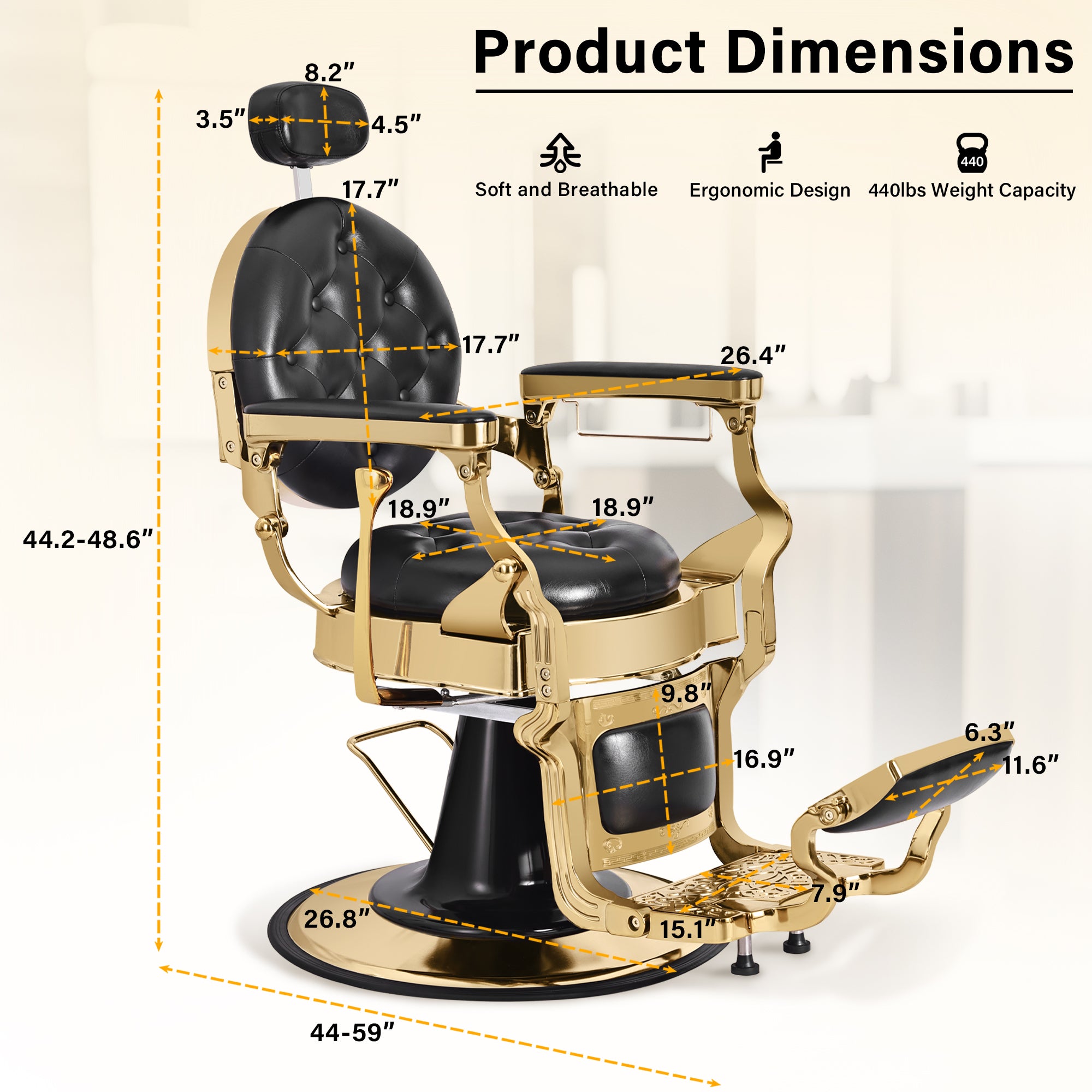 Heavy-Duty Hydraulic Barber Chair | 500LBS Reclining Salon Chair for Hair Stylist