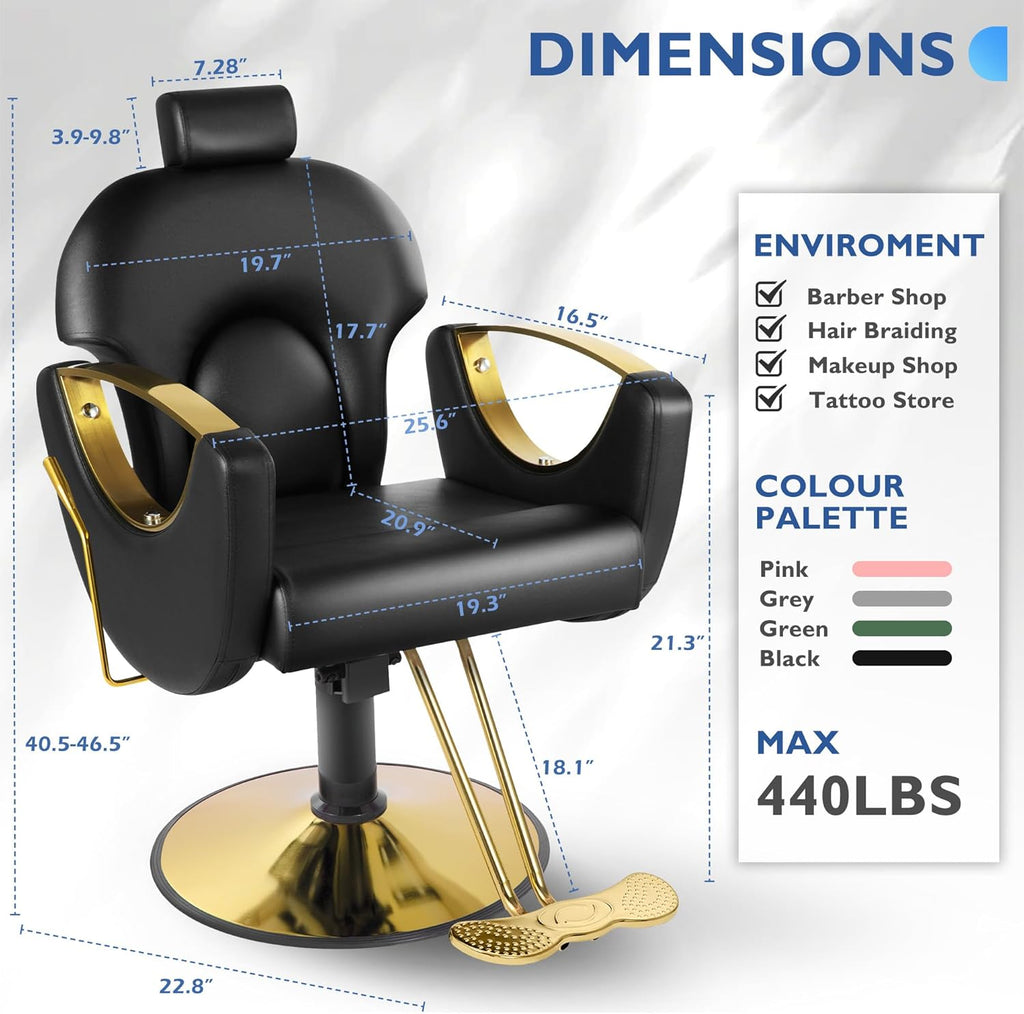 Reclining Salon Barber Chair for Hair Stylist