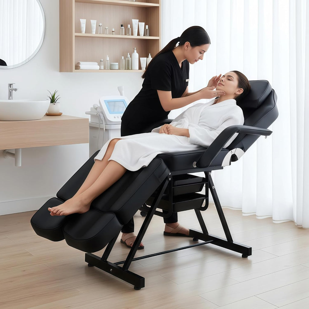 Tattoo Chair with Split Legs & Rolling Stool