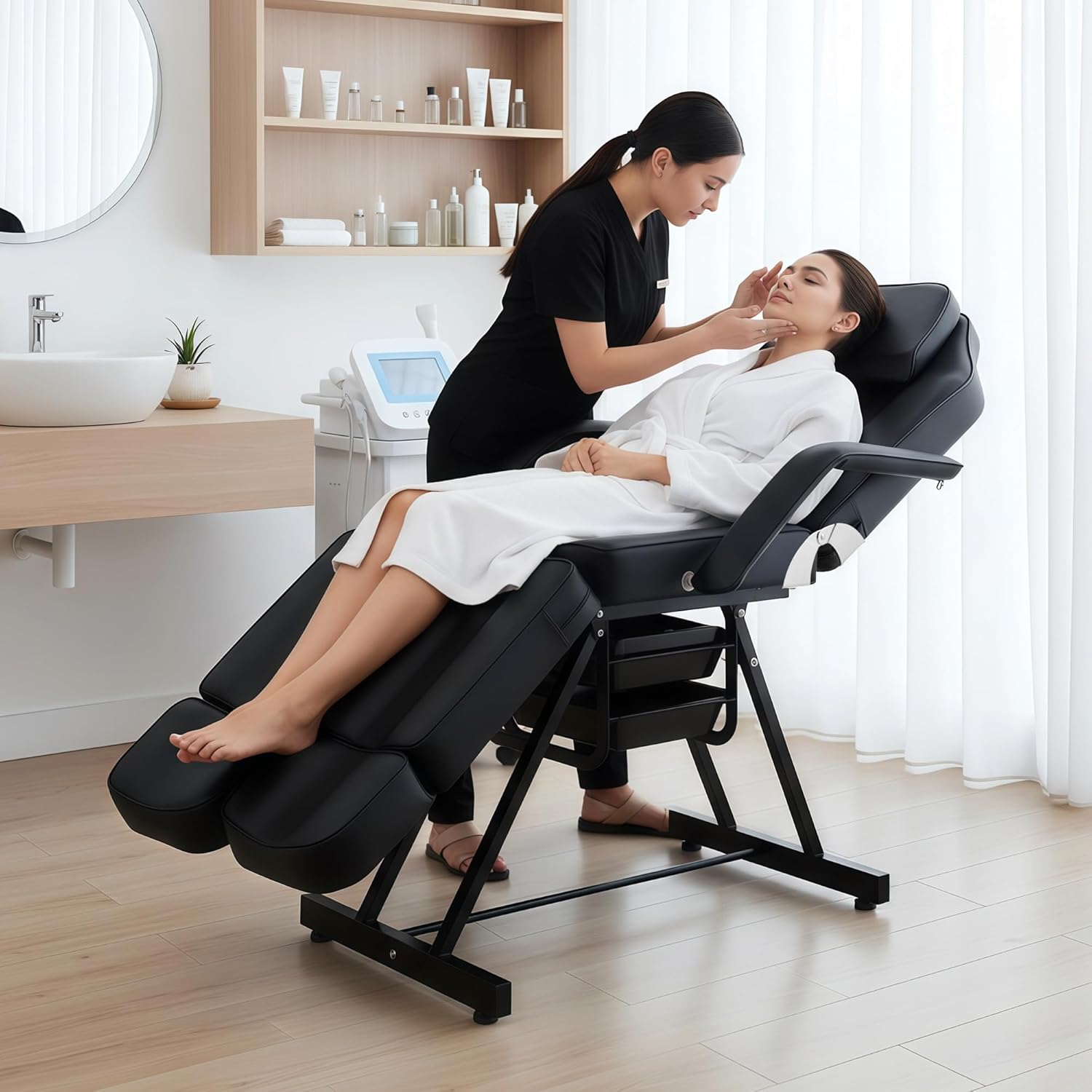 Tattoo Chair with Split Legs & Rolling Stool