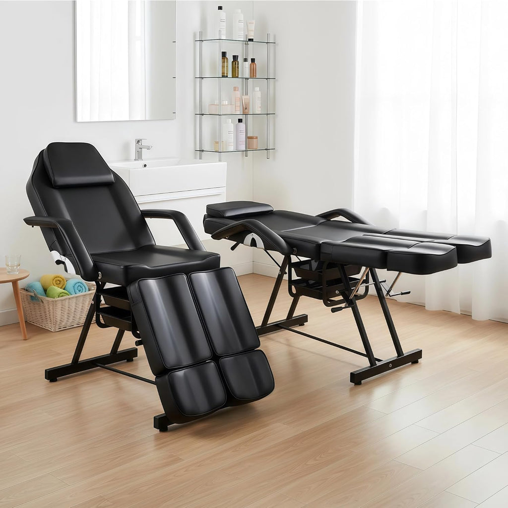 Tattoo Chair with Split Legs & Rolling Stool