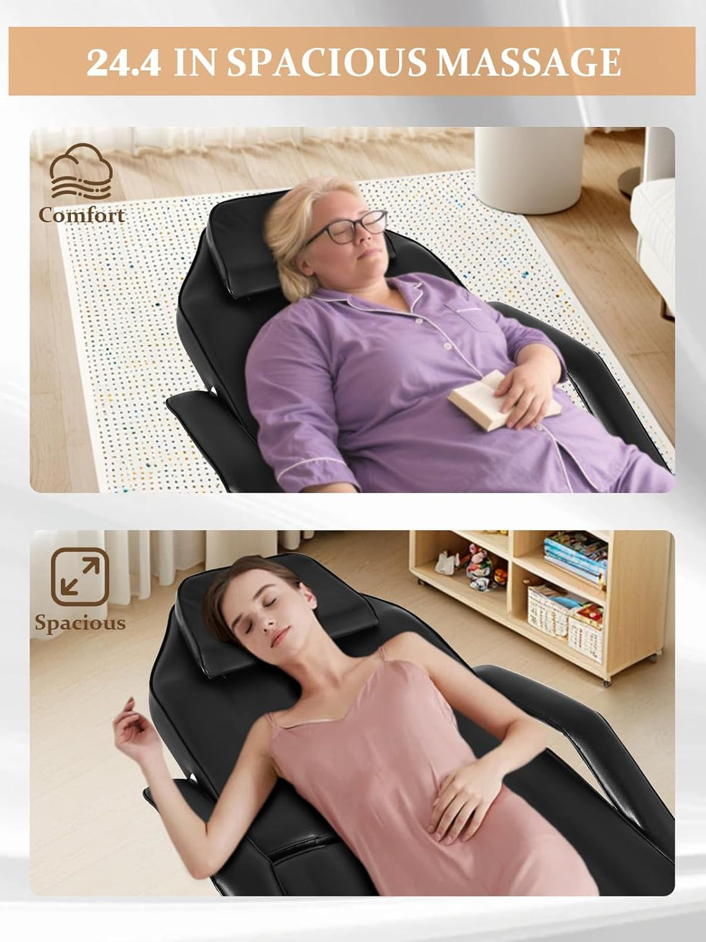 Tattoo Chair Bed with Rolling Stool & Storage Basket