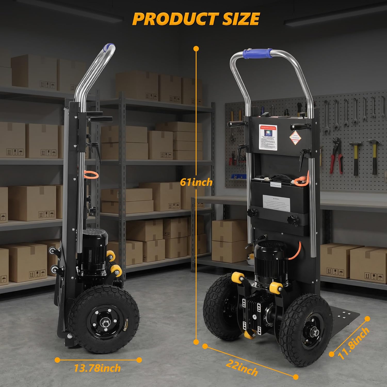 Electric Stair Climbing Dolly 1500W, Heavy Duty Stair Climber Hand Truck, Powered Stair Climbing Cart with 10" Anti-Slip Tires, Adjustable Speed Moving Cart for Appliances Furniture (900 lbs Capacity)