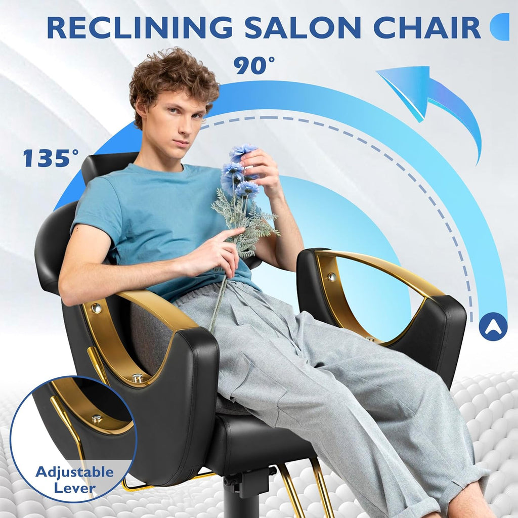 Reclining Salon Barber Chair for Hair Stylist