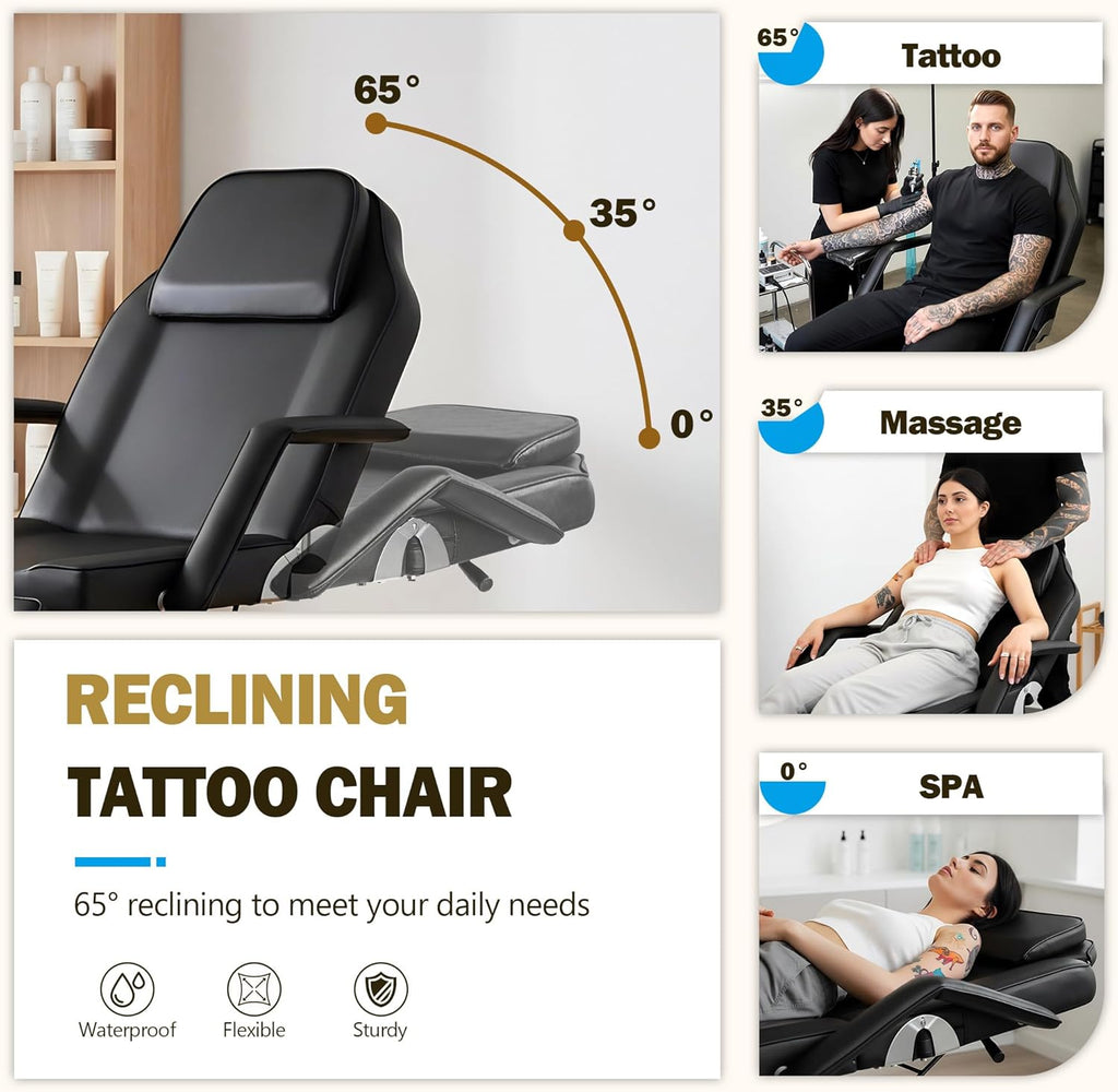 Hydraulic Tattoo Chair & Esthetician Bed with Stool