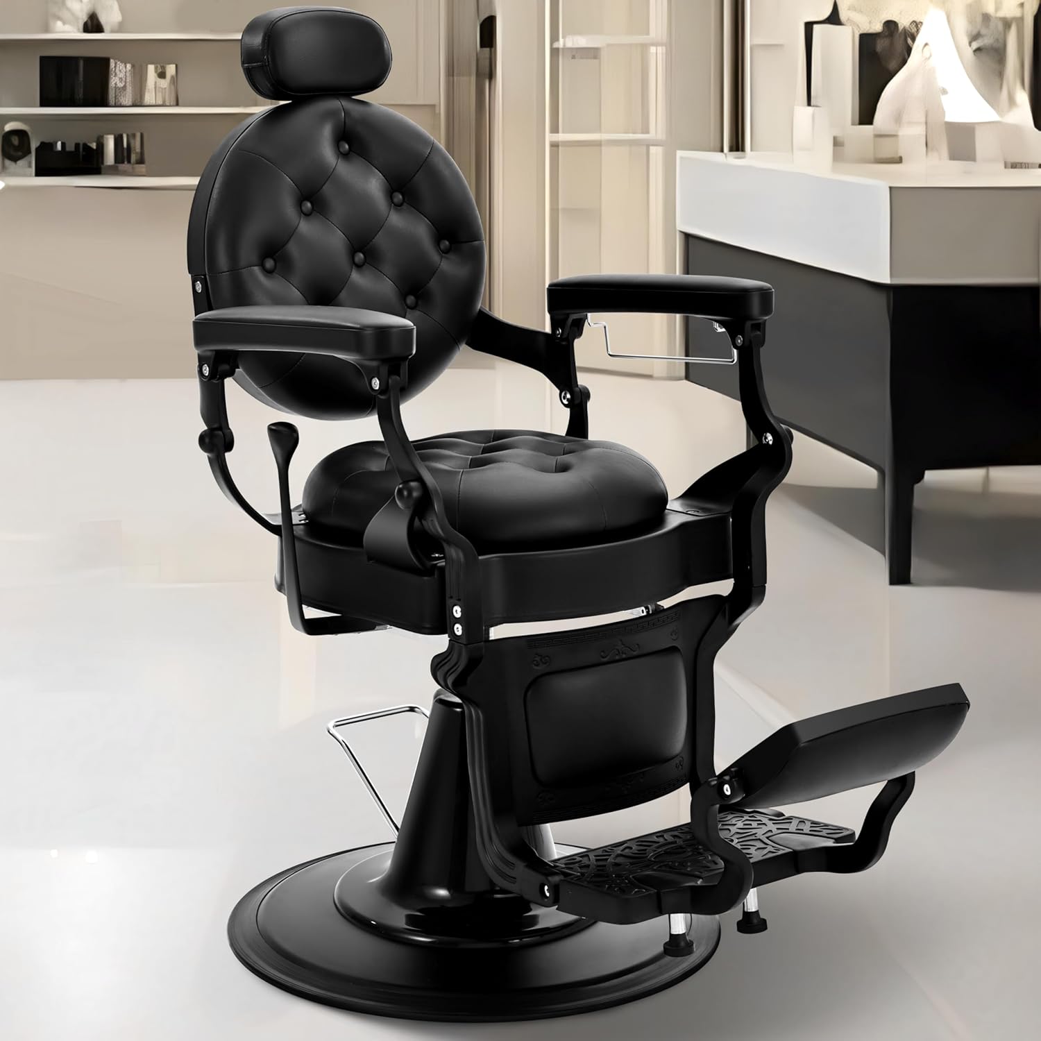 Heavy-Duty Hydraulic Barber Chair | 500LBS Reclining Salon Chair for Hair Stylist
