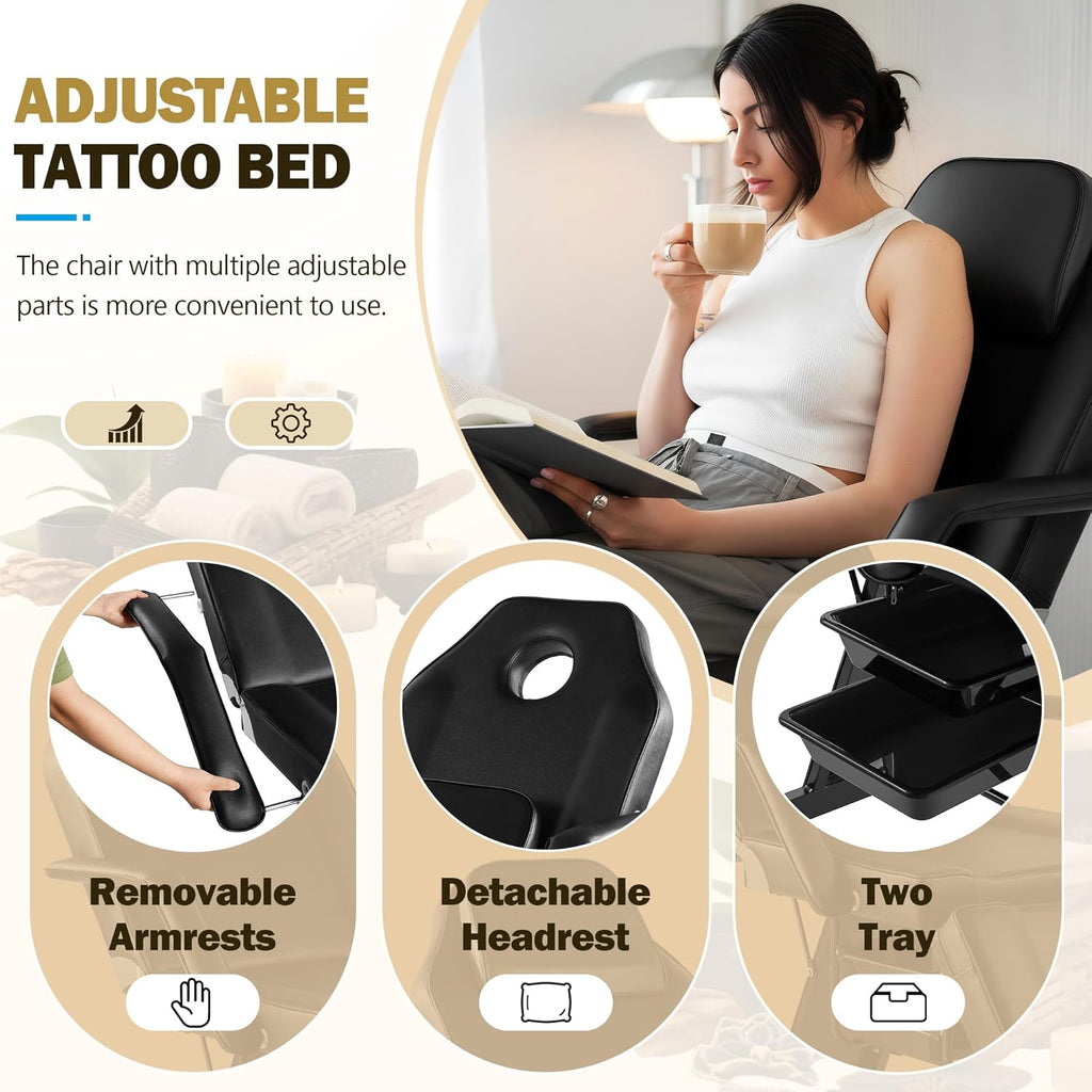 Tattoo Chair with Split Legs & Rolling Stool