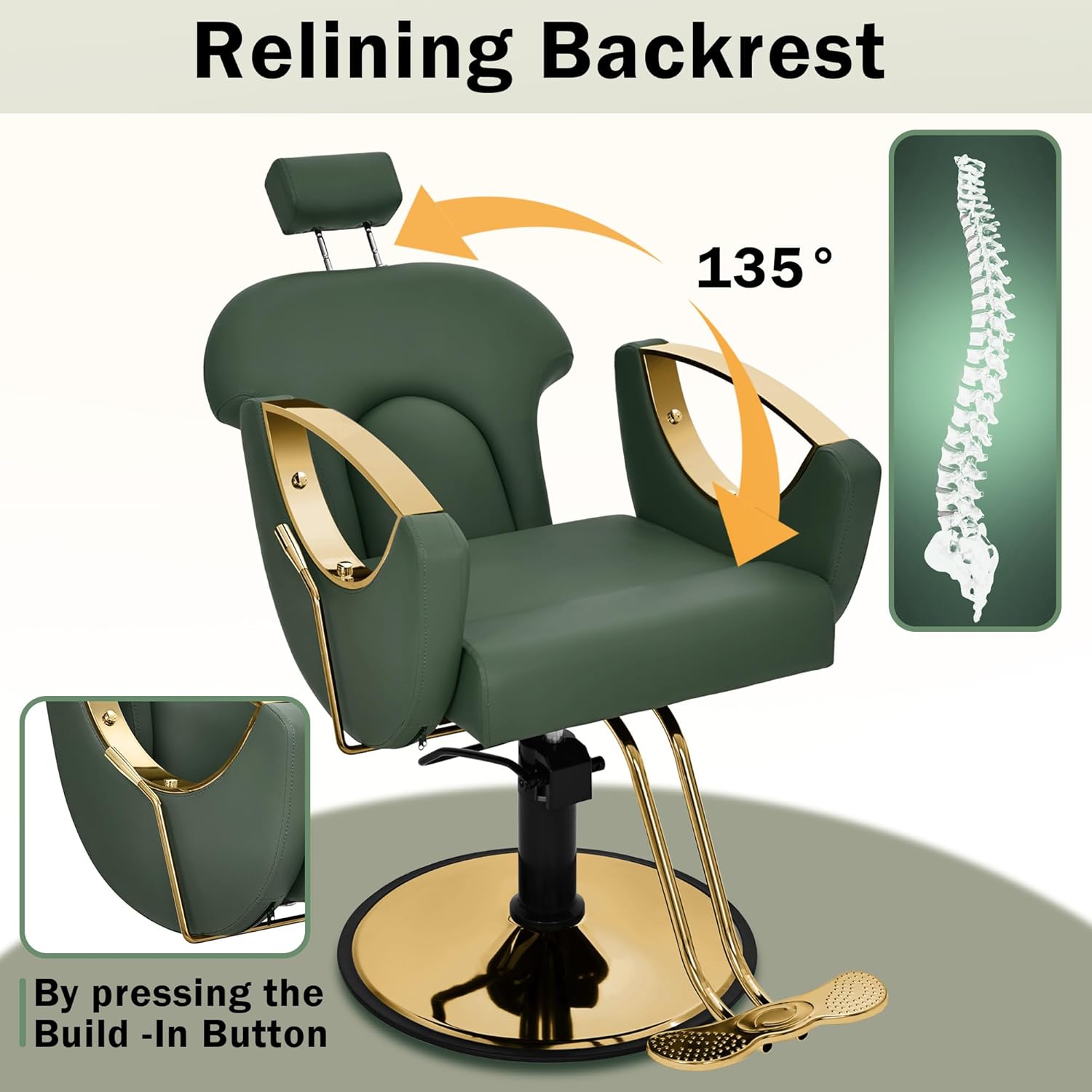 【Hicomony】Reclining Barber Chair | 360° Swivel Hydraulic Salon Chair for Hair Stylists