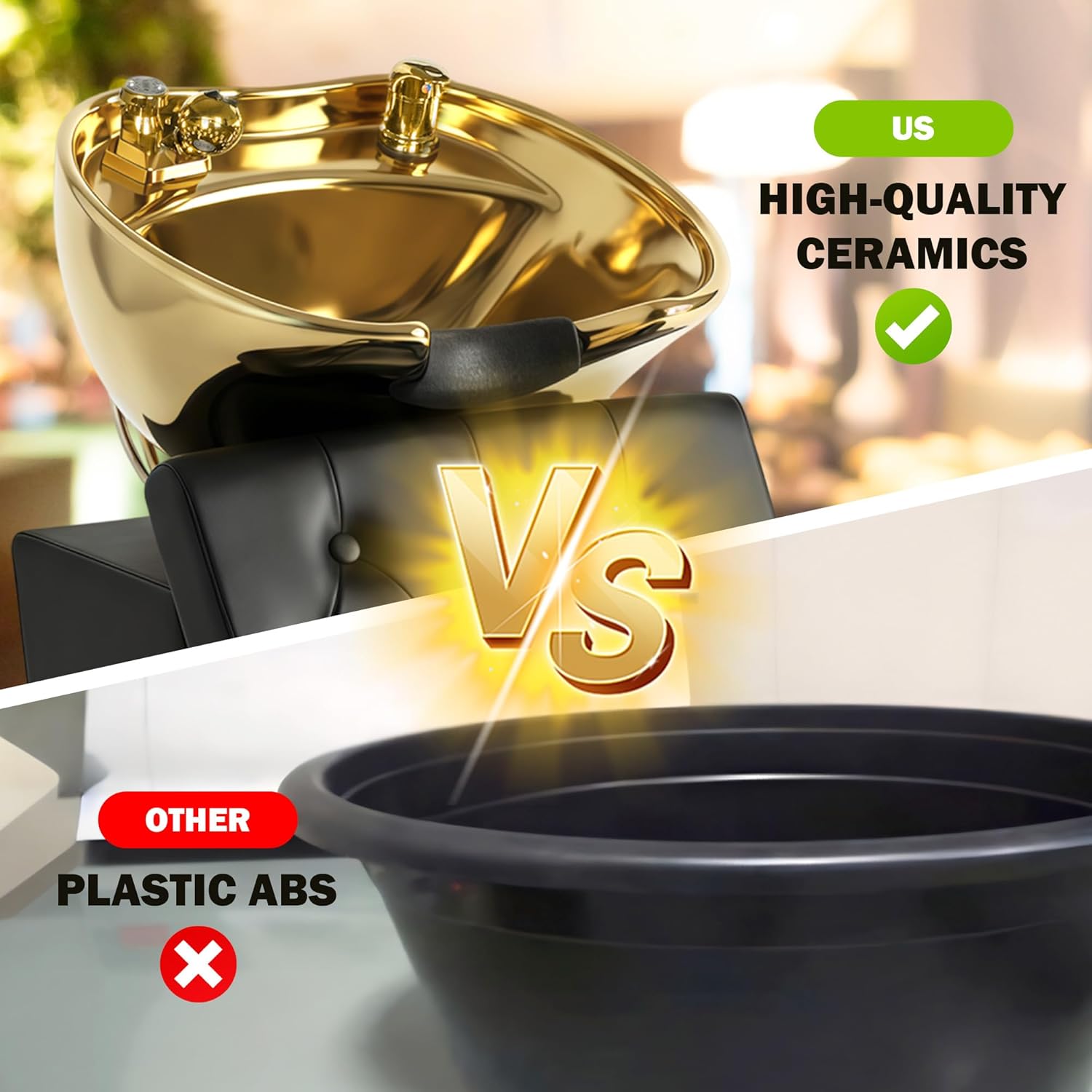 Shampoo Bowl Hair Washing Station, Wash Bowl, Ceramic Shampoo Bowl Station, Hair Salon Barbershop Equipment