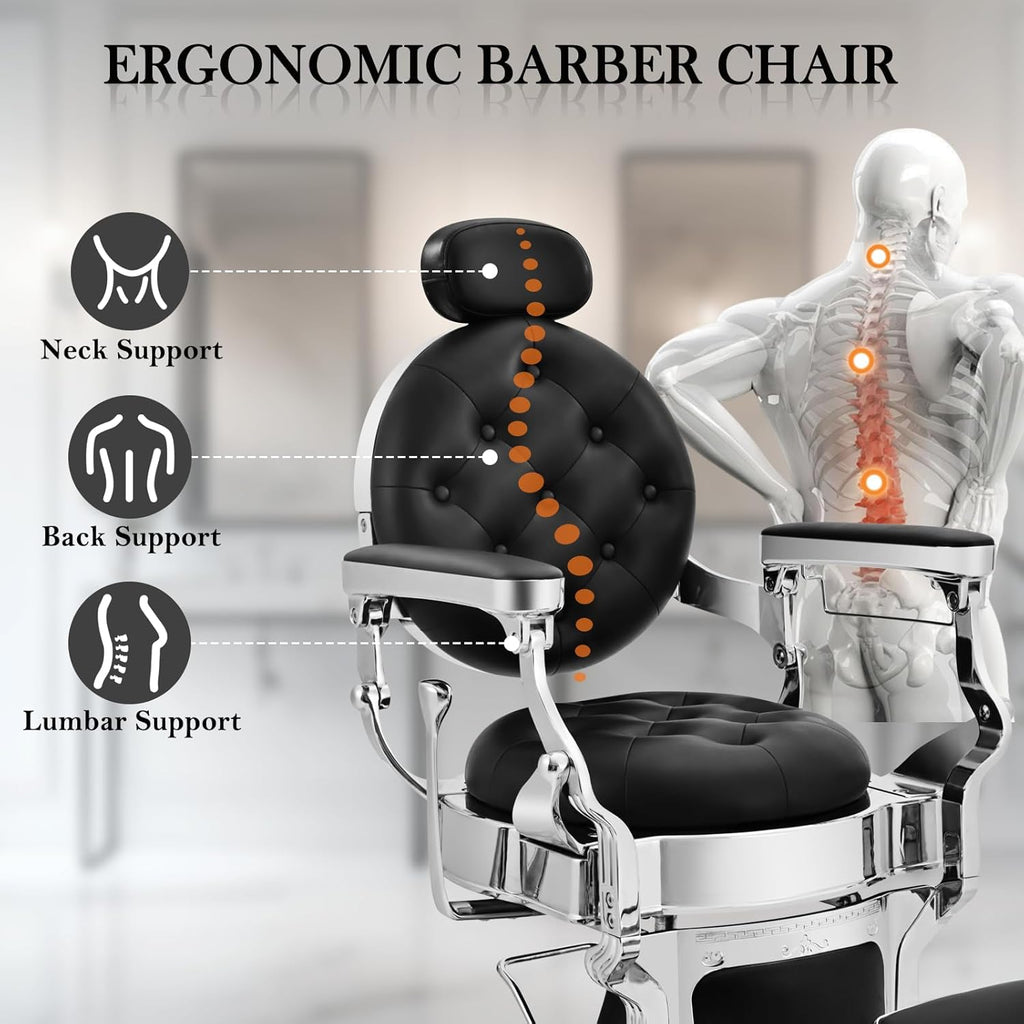 Heavy-Duty Hydraulic Barber Chair | 500LBS Reclining Salon Chair for Hair Stylist