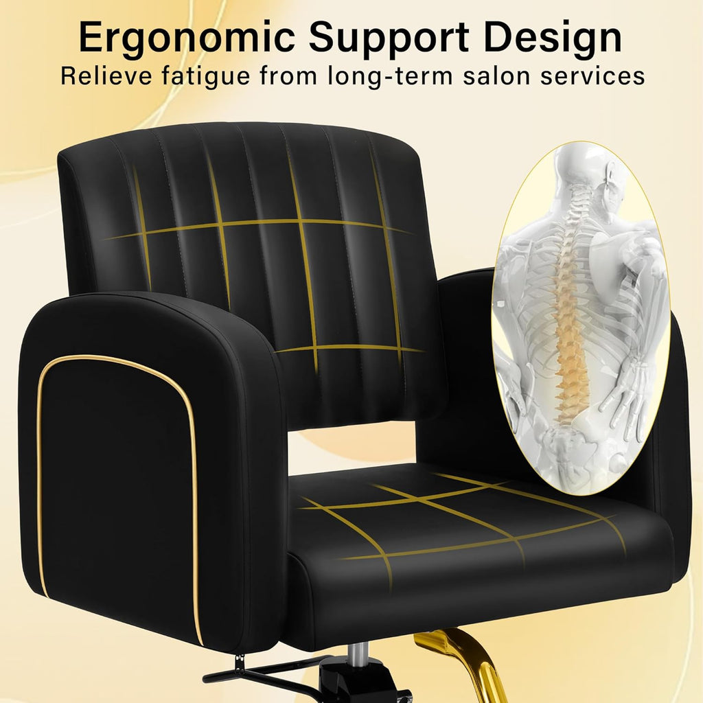 Professional Hydraulic Salon Chair for Hair Stylist | 360° Swivel | 440LBS Heavy-Duty Beauty Spa Equipment