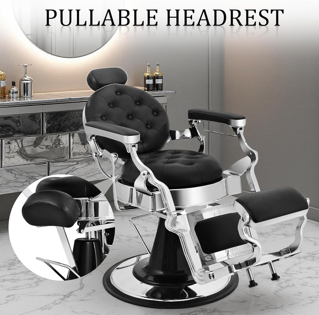 Heavy-Duty Hydraulic Barber Chair | 500LBS Reclining Salon Chair for Hair Stylist