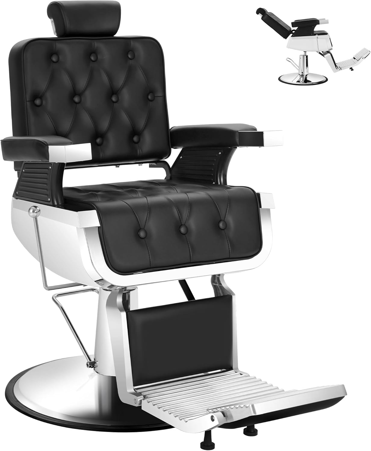 【KIIUMI】Professional Hydraulic Barber Chair | 500LBS Heavy-Duty Reclining Salon Chair
