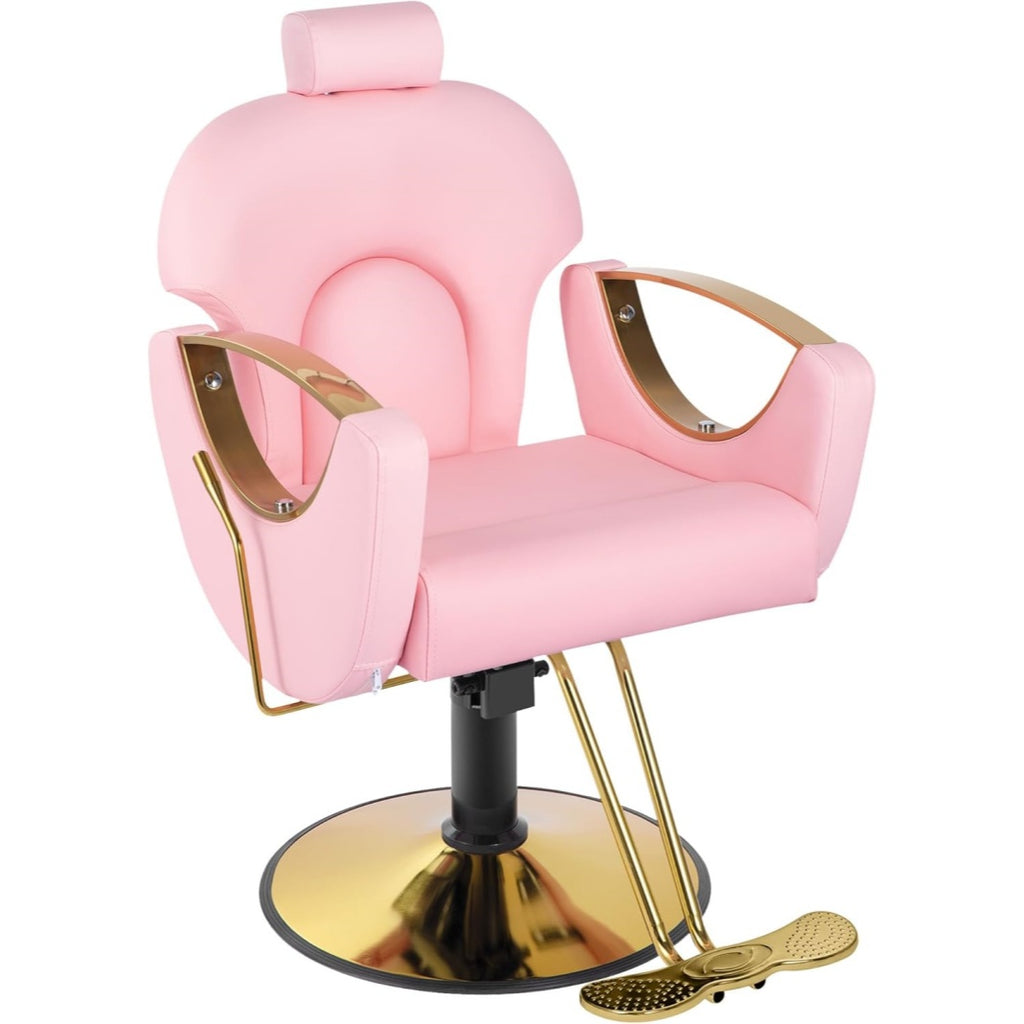 【Hicomony】Reclining Barber Chair | 360° Swivel Hydraulic Salon Chair for Hair Stylists