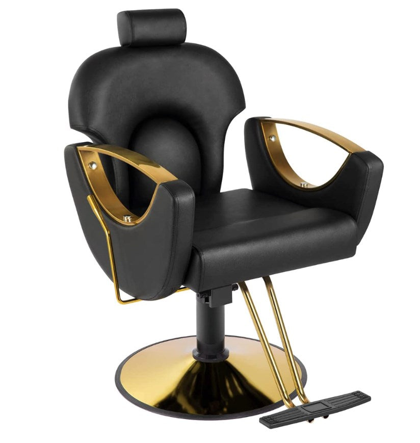 【Hicomony】Reclining Barber Chair | 360° Swivel Hydraulic Salon Chair for Hair Stylists