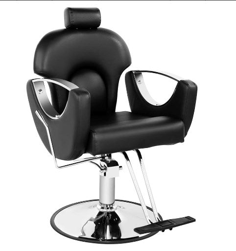 【Hicomony】Reclining Barber Chair | 360° Swivel Hydraulic Salon Chair for Hair Stylists