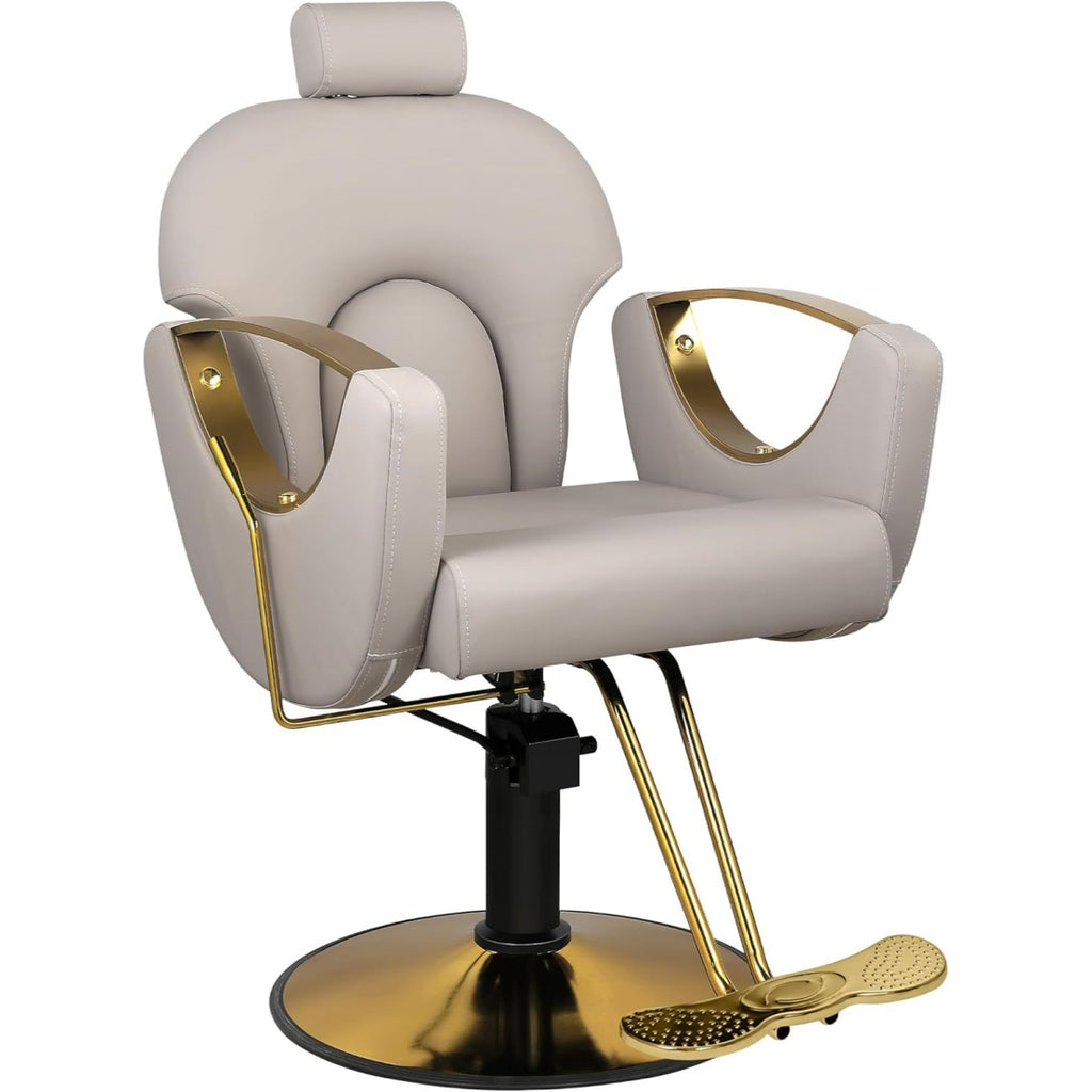 【Hicomony】Reclining Barber Chair | 360° Swivel Hydraulic Salon Chair for Hair Stylists