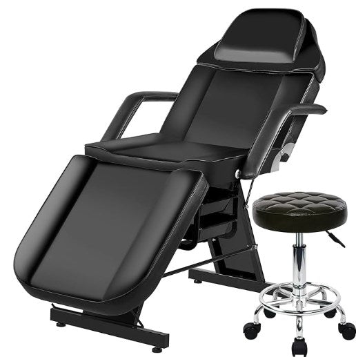 Tattoo Chair Bed with Rolling Stool & Storage Basket