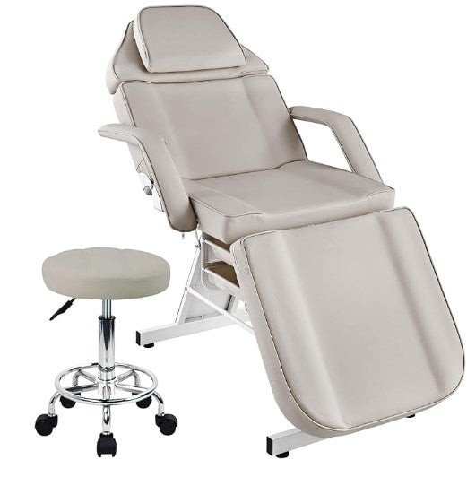 Tattoo Chair Bed with Rolling Stool & Storage Basket